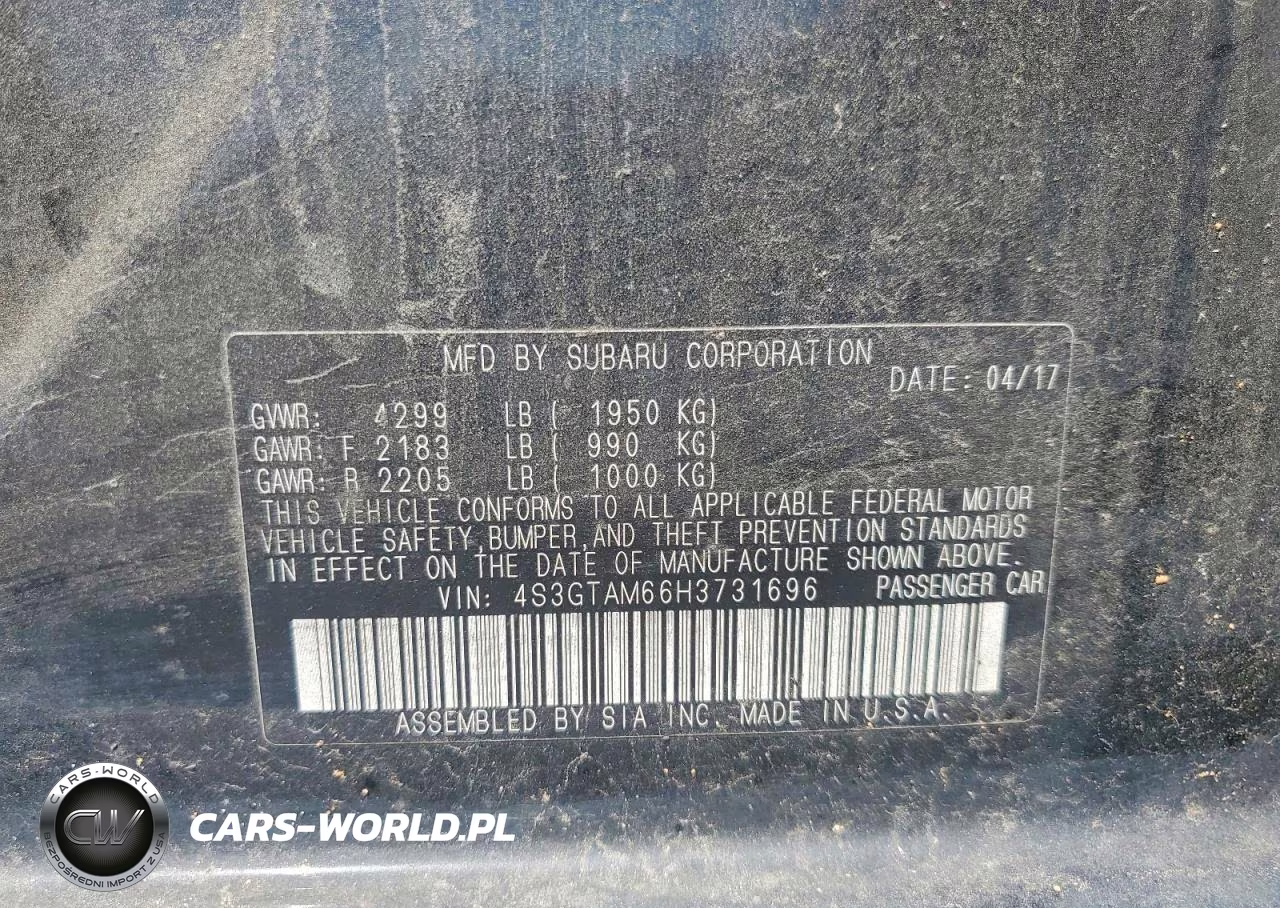 2017 Subaru Impreza Sport VIN:4S3GTAM66H3731696 - 12