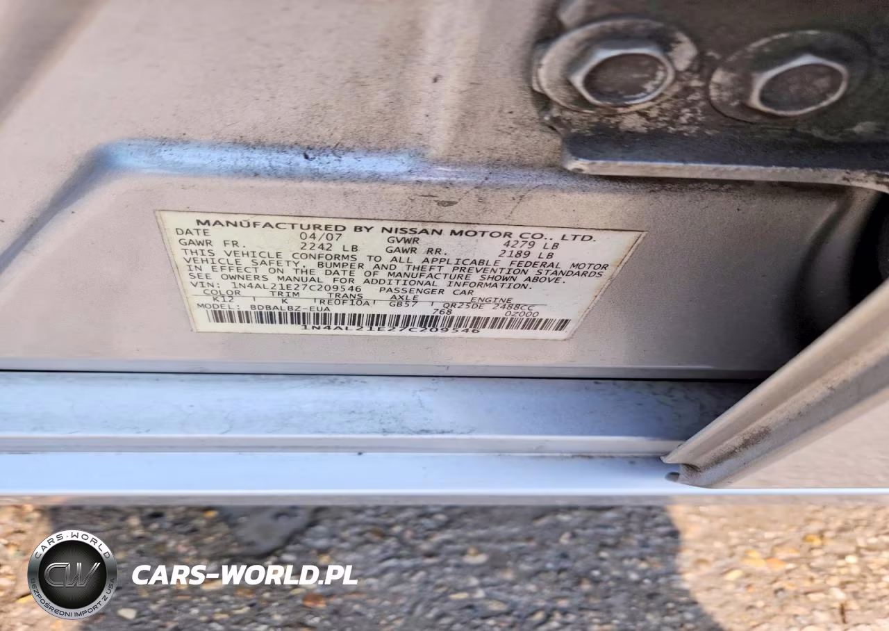 2007 Nissan Altima 2.5 VIN:1N4AL21E27C209546 - 12