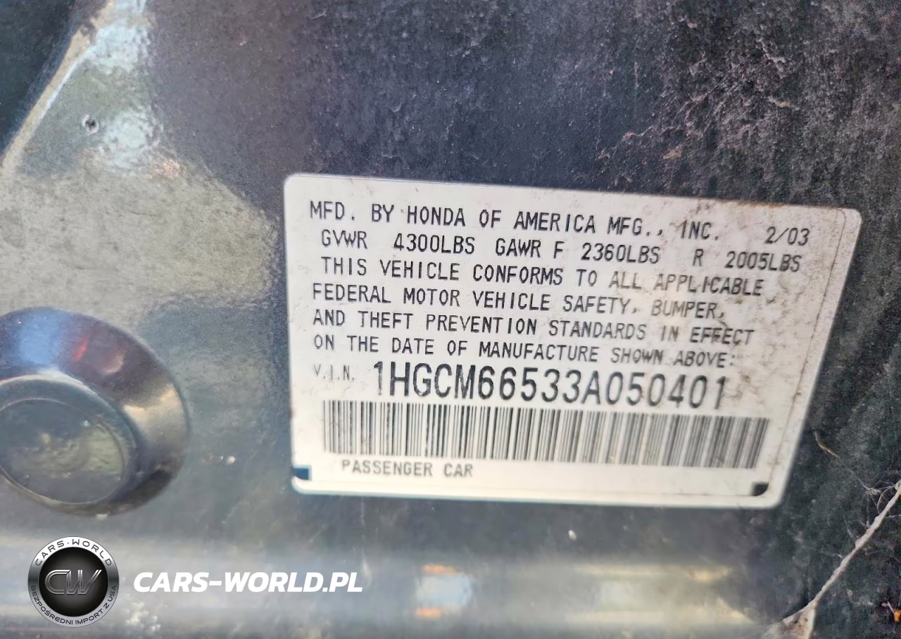 2003 Honda Accord Ex VIN:1HGCM66533A050401 - 12