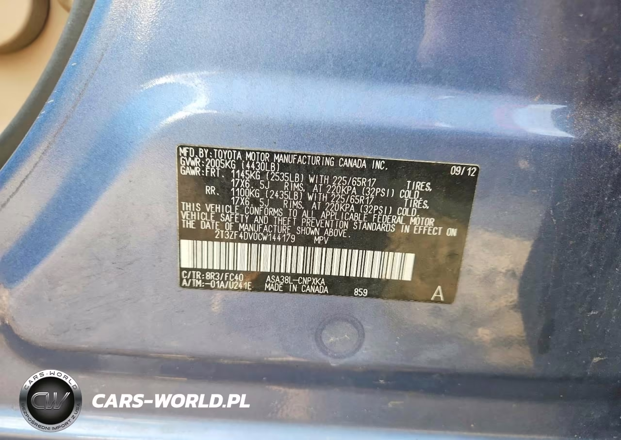 2012 Toyota Rav4 Base VIN:2T3ZF4DV0CW144179 - 13