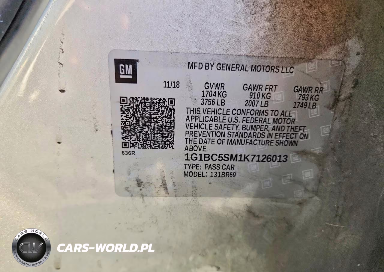 2019 Chevrolet Cruze Ls VIN:1G1BC5SM1K7126013 - 12