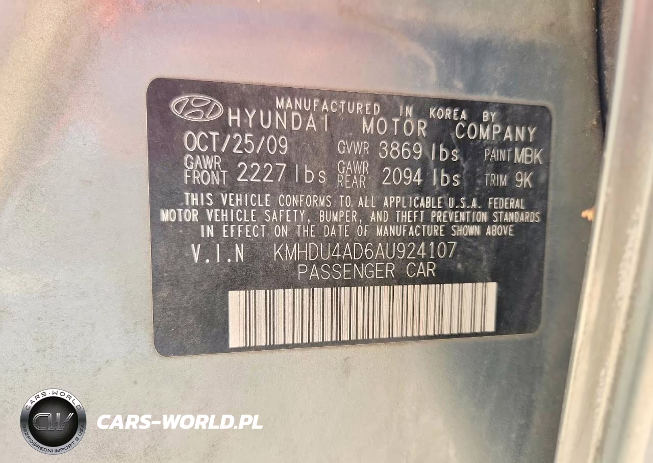 2010 Hyundai Elantra Gls VIN:KMHDU4AD6AU924107 - 13