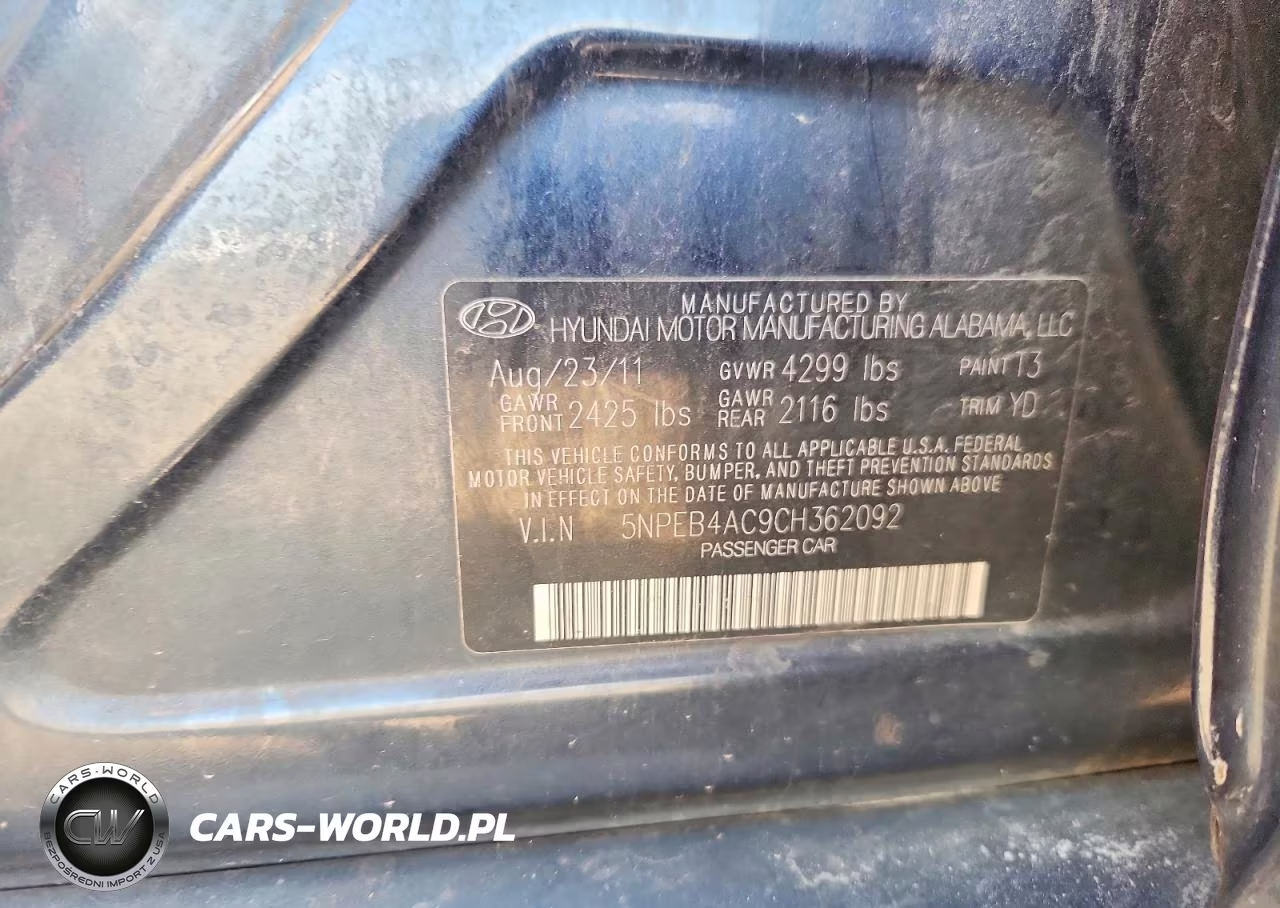 2012 Hyundai Sonata Gls VIN:5NPEB4AC9CH362092 - 12