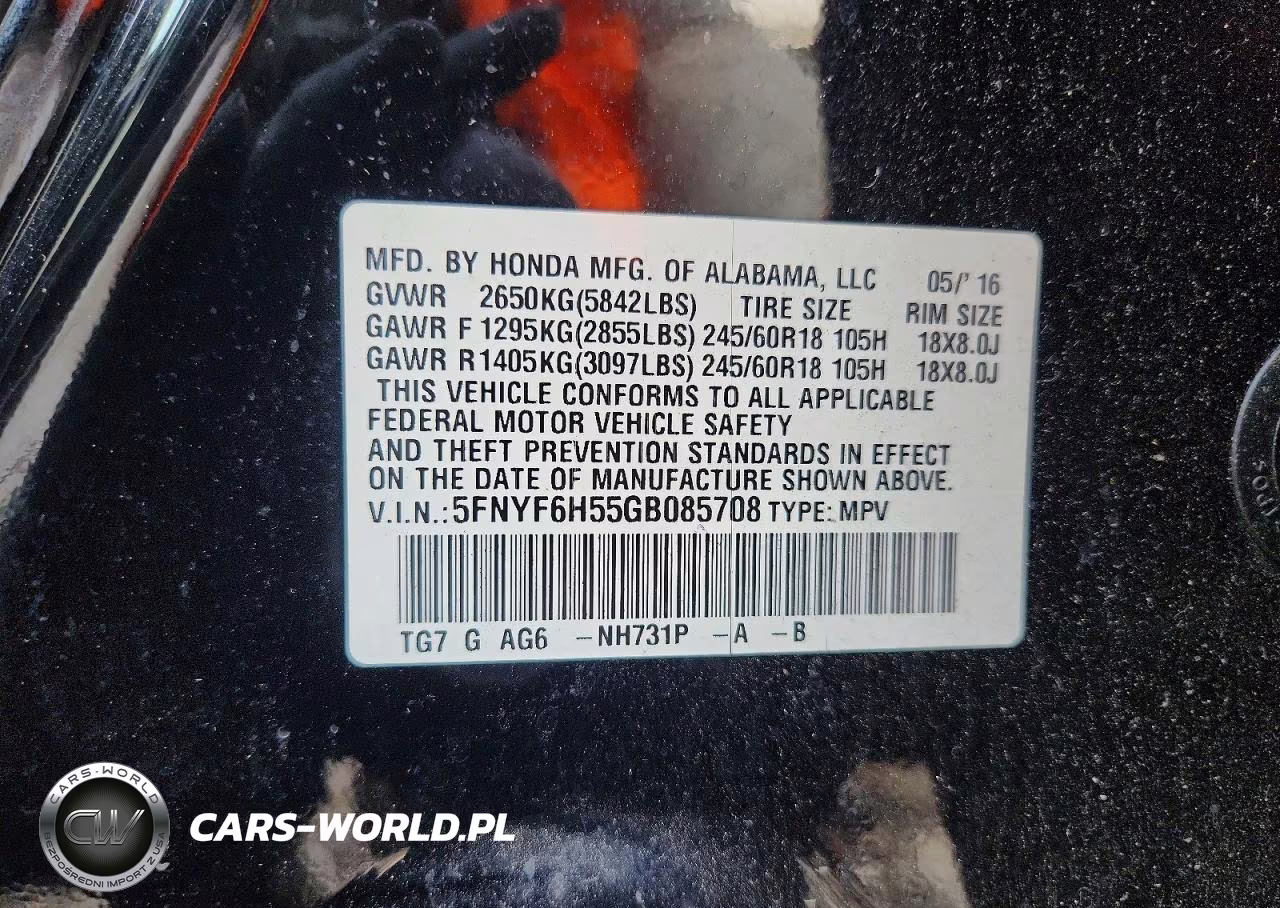 2016 Honda Pilot Exl VIN:5FNYF6H55GB085708 - 13