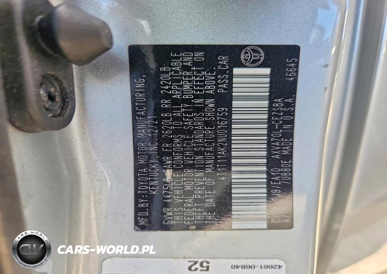 2022 Toyota Camry Se VIN:4T1T11AK2NU016759 - 13