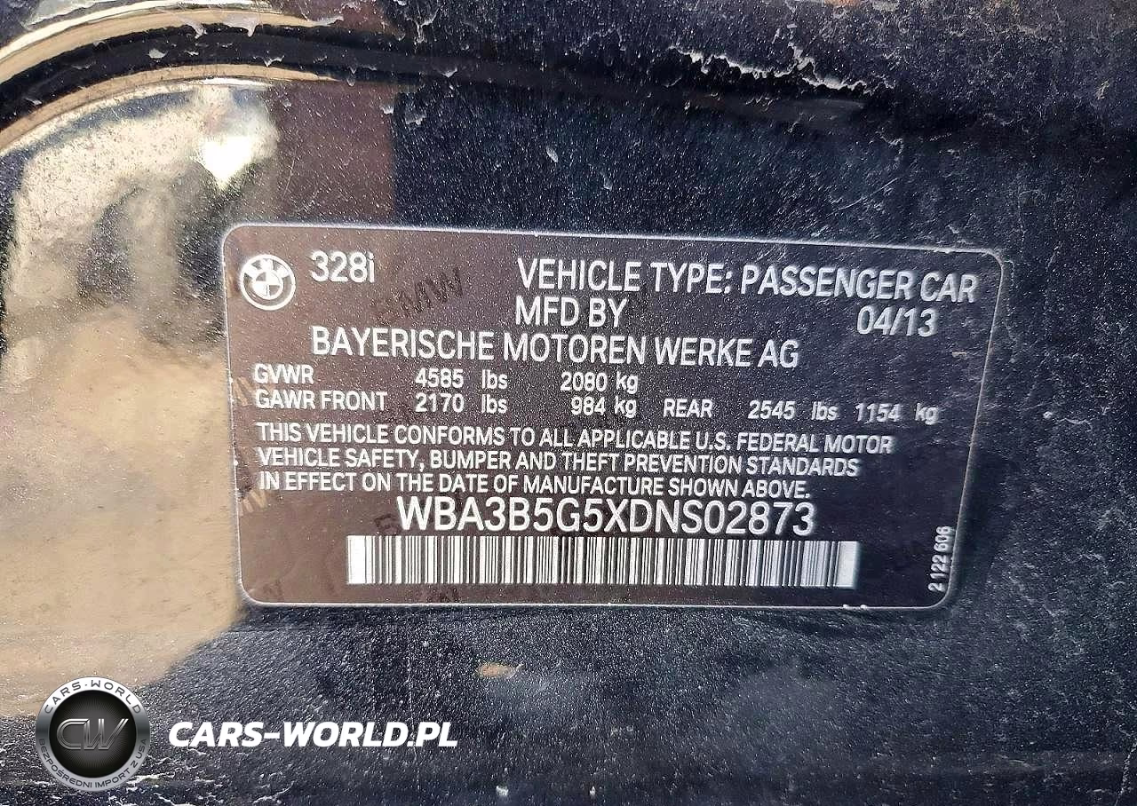 2013 BMW 328I xDrive VIN:WBA3B5G5XDNS02873 - 12