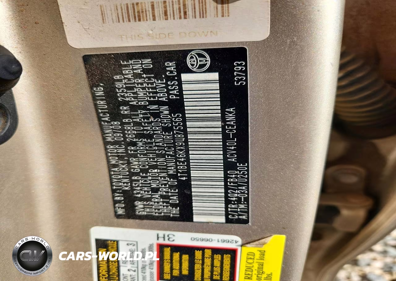 2009 Toyota Camry Le VIN:4T1BE46KX9U875565 - 12