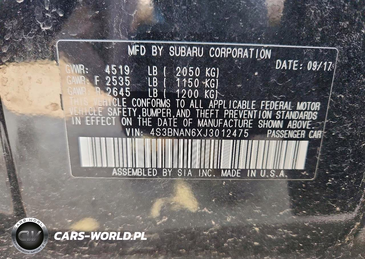 2018 Subaru Legacy 2.5I Limited VIN:4S3BNAN6XJ3012475 - 13