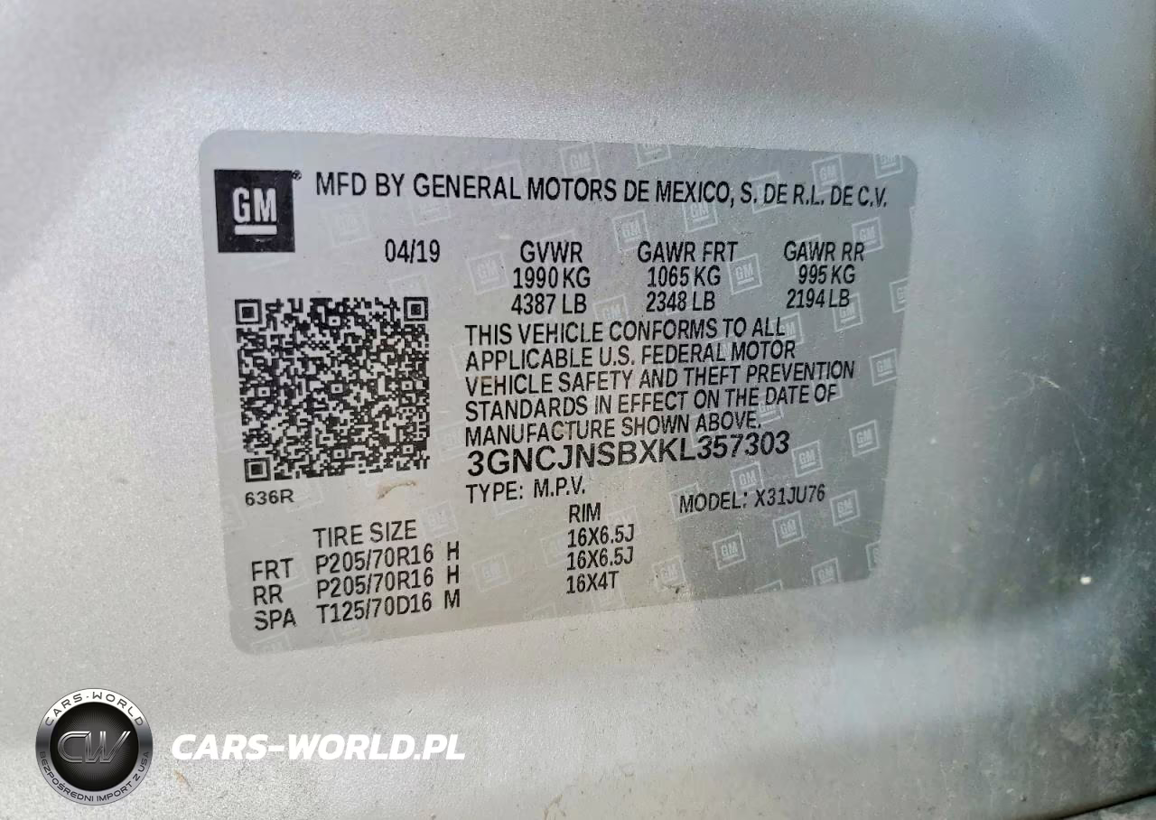 2019 Chevrolet Trax Ls VIN:3GNCJNSBXKL357303 - 13