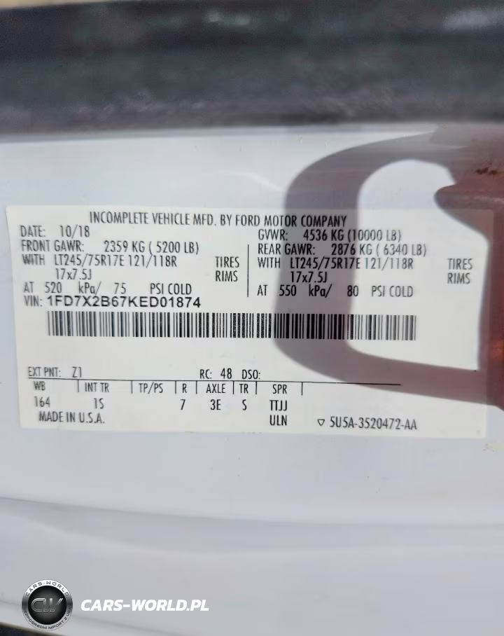 2019 Ford F250 VIN:1FD7X2B67KED01874 - 12