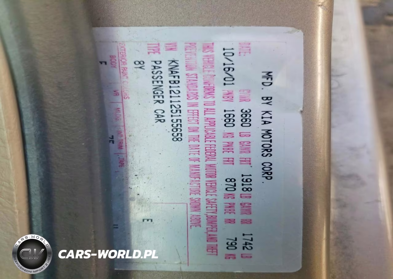 2002 Kia Spectra Base VIN:KNAFB121125155658 - 12