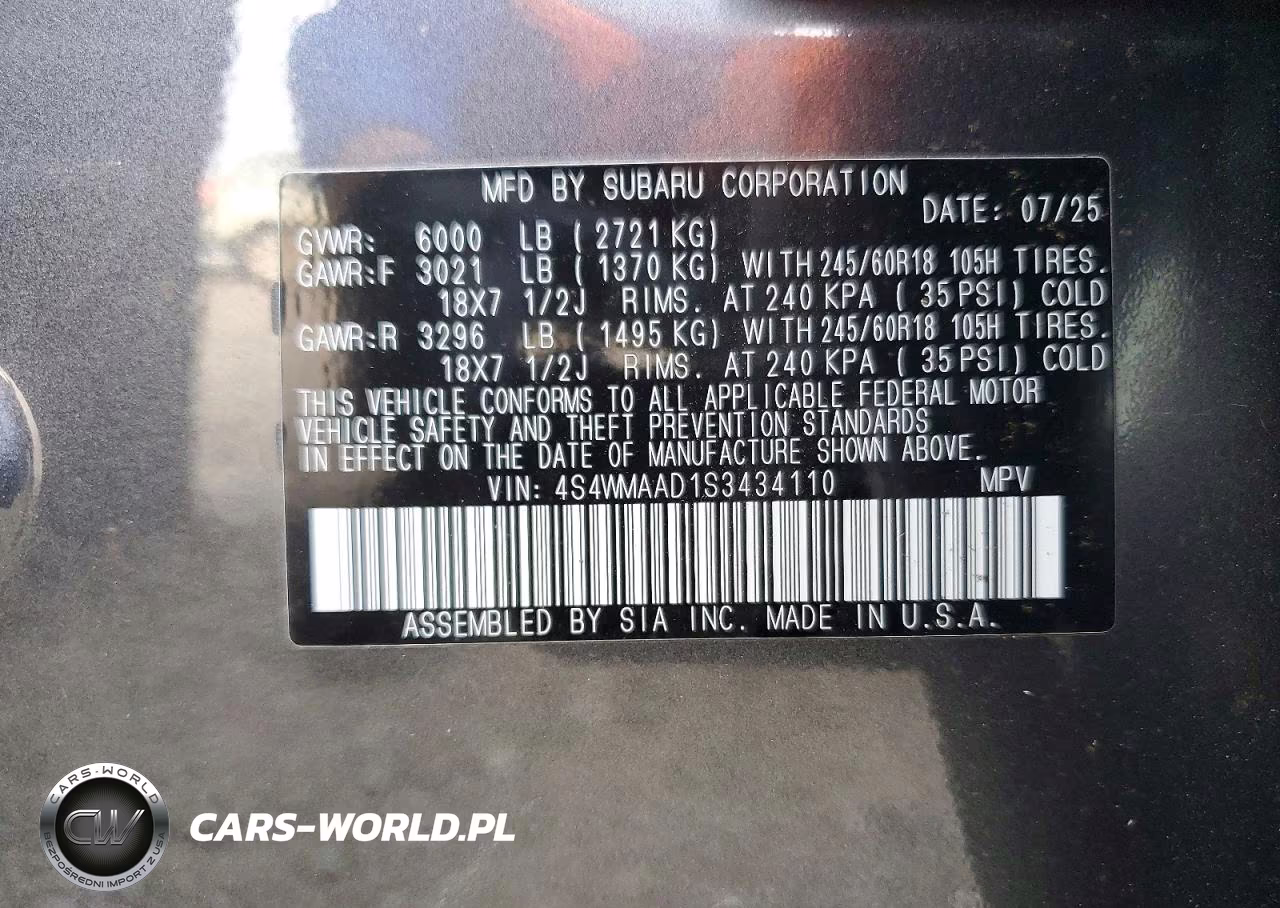 2025 Subaru Ascent Premium VIN:4S4WMAAD1S3434110 - 13