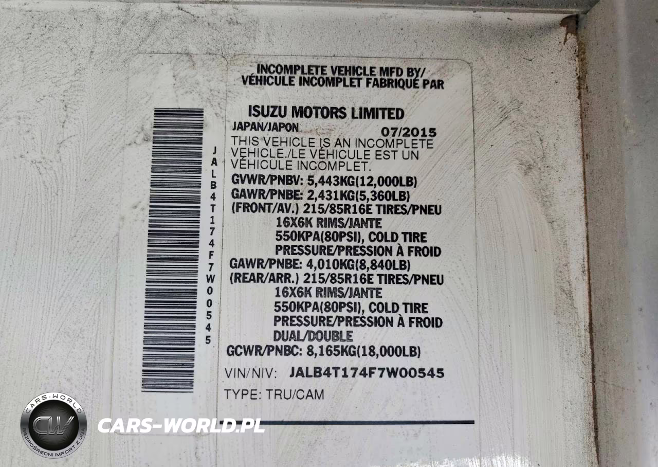 2015 Isuzu Npr Delivery Truck VIN:JALB4T174F7W00545 - 12