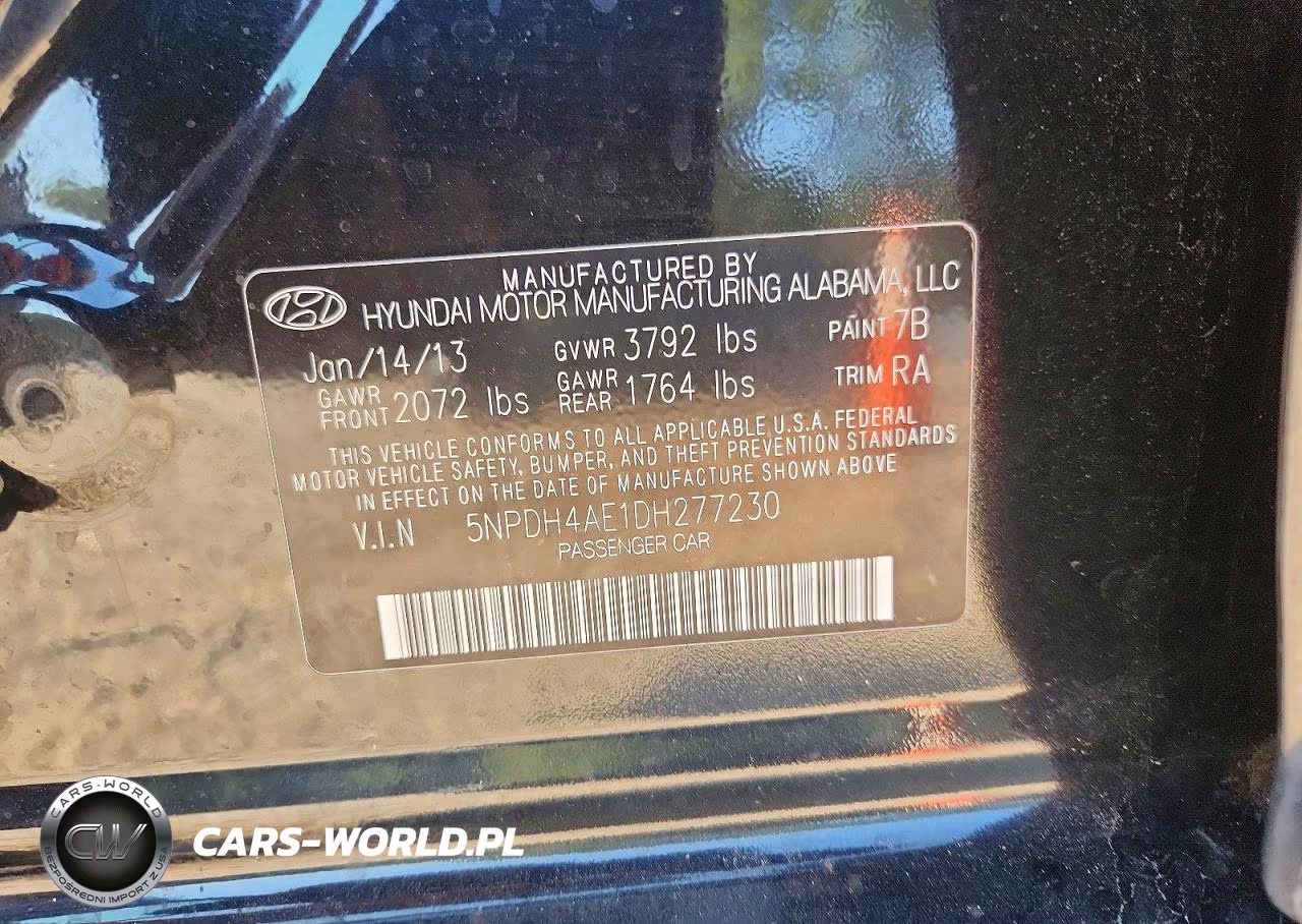 2013 Hyundai Elantra Limited VIN:5NPDH4AE1DH277230 - 12