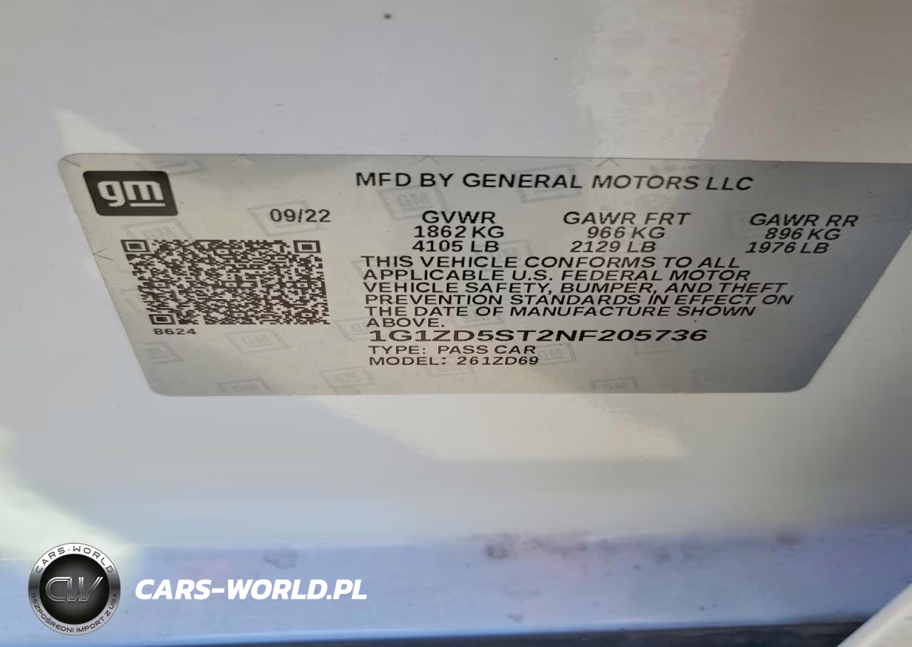 2022 Chevrolet Malibu Lt VIN:1G1ZD5ST2NF205736 - 12