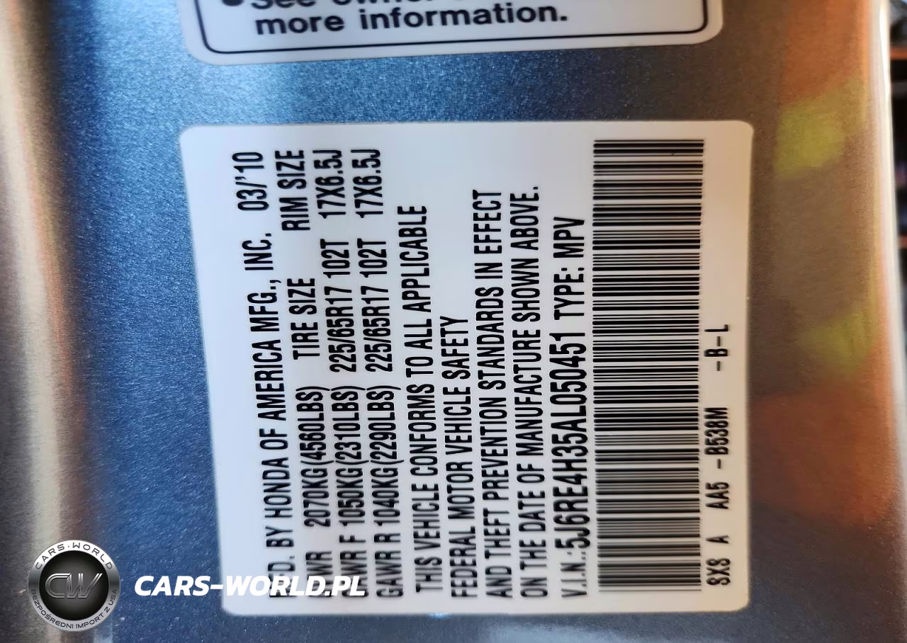 2010 Honda Cr-V Lx VIN:5J6RE4H35AL050451 - 13
