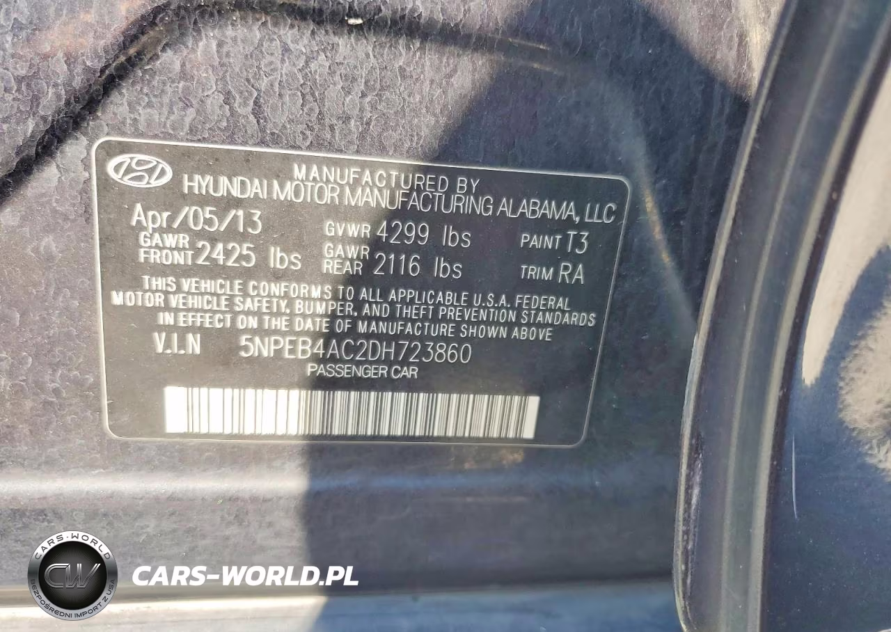 2013 Hyundai Sonata Gls VIN:5NPEB4AC2DH723860 - 12