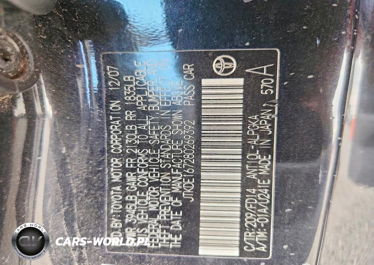 2008 Scion Tc Base VIN:JTKDE167280269392 - 12