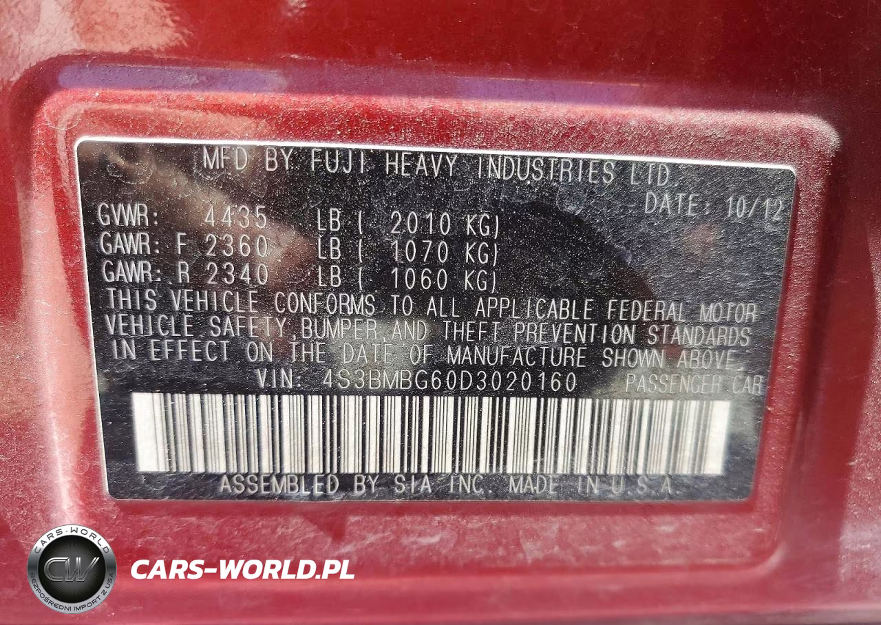 2013 Subaru Legacy 2.5I Premium VIN:4S3BMBG60D3020160 - 12