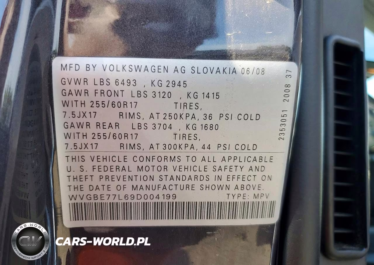 2009 Volkswagen Touareg 2 V6 VIN:WVGBE77L69D004199 - 12