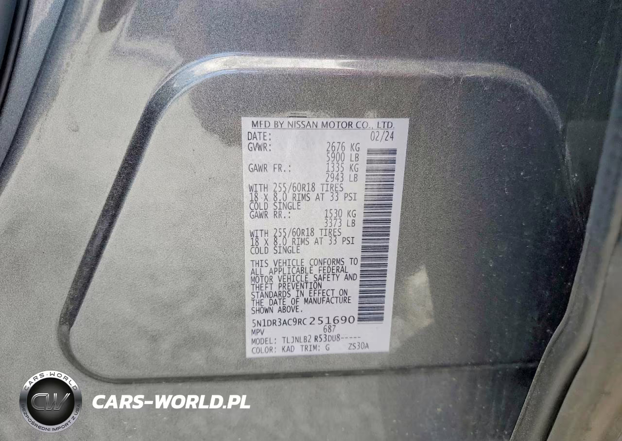 2024 Nissan Pathfinder S VIN:5N1DR3AC9RC251690 - 14