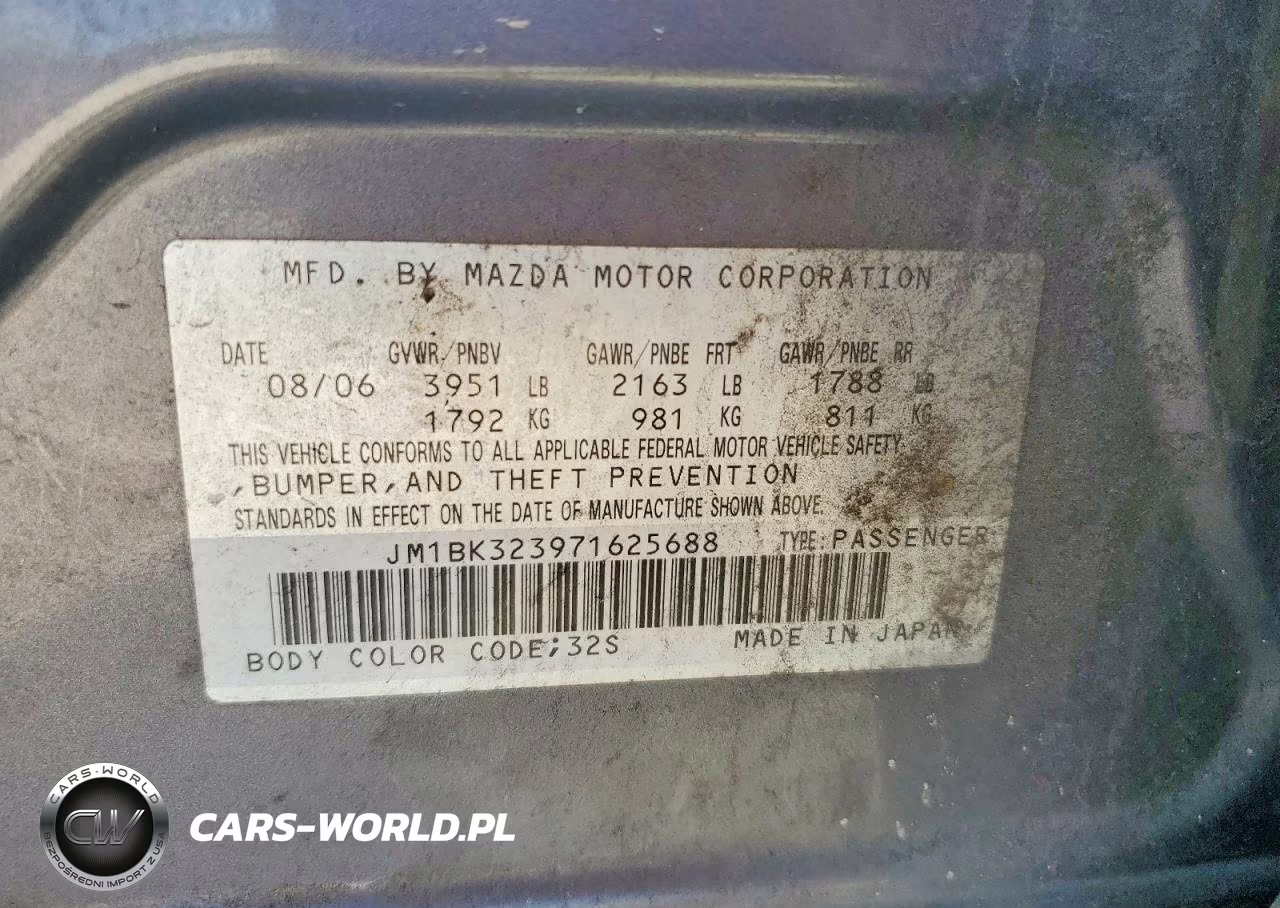 2007 Mazda 3 S VIN:JM1BK323971625688 - 12
