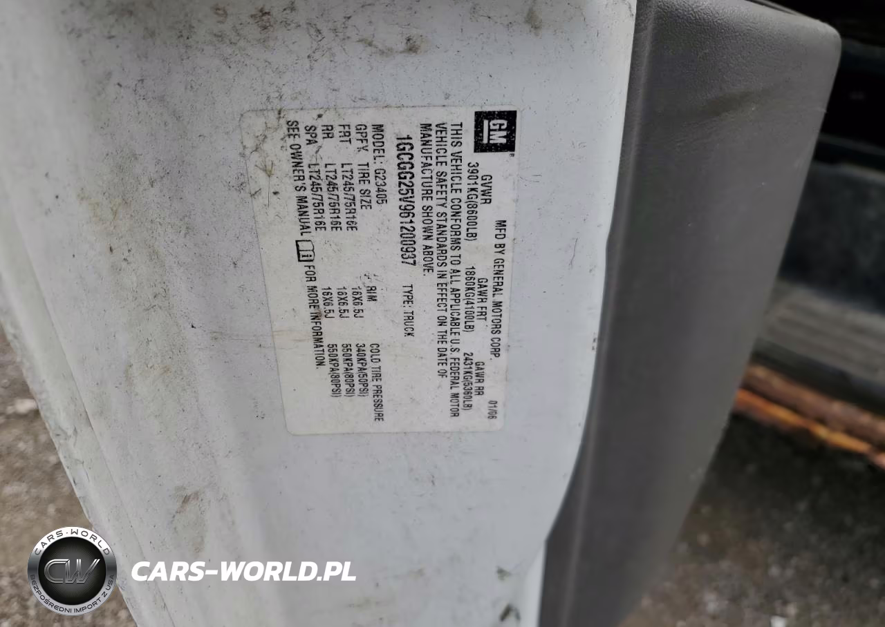 2006 Chev Express G2500 VIN:1GCGG25V961200937 - 13
