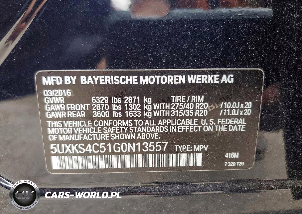 2016 BMW X5 xDrive35D VIN:5UXKS4C51G0N13557 - 14