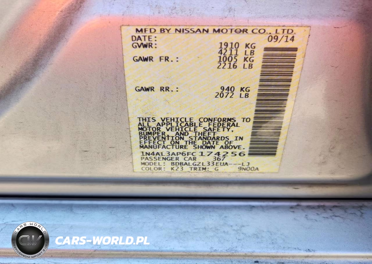 2015 Nissan Altima 2.5 S VIN:1N4AL3AP6FC174256 - 12