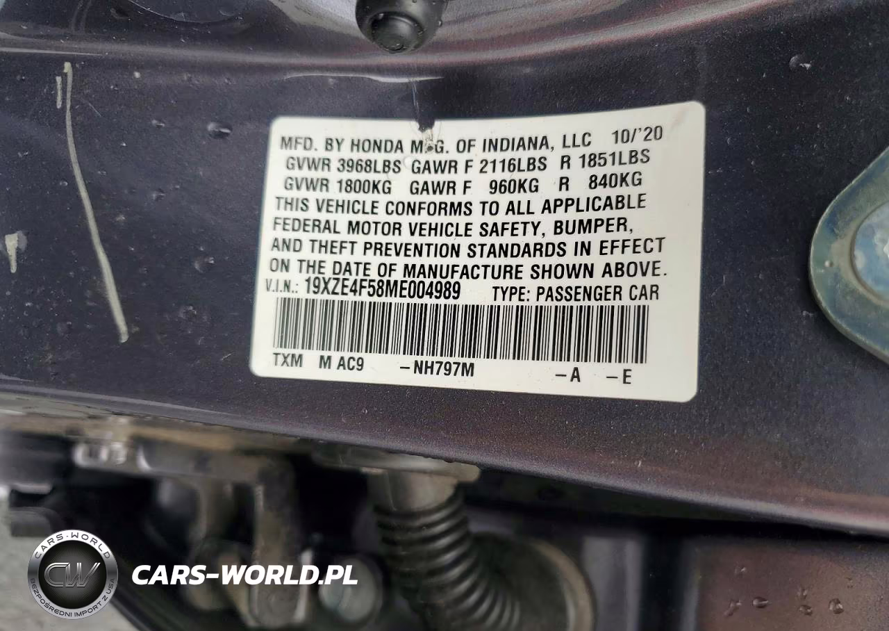 2021 Honda Insight Ex VIN:19XZE4F58ME004989 - 13