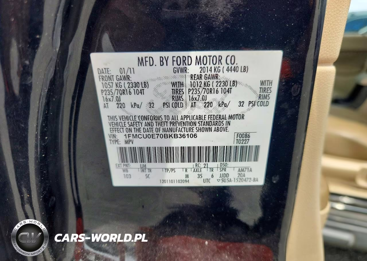 2011 Ford Escape Limited VIN:1FMCU0E70BKB36106 - 13