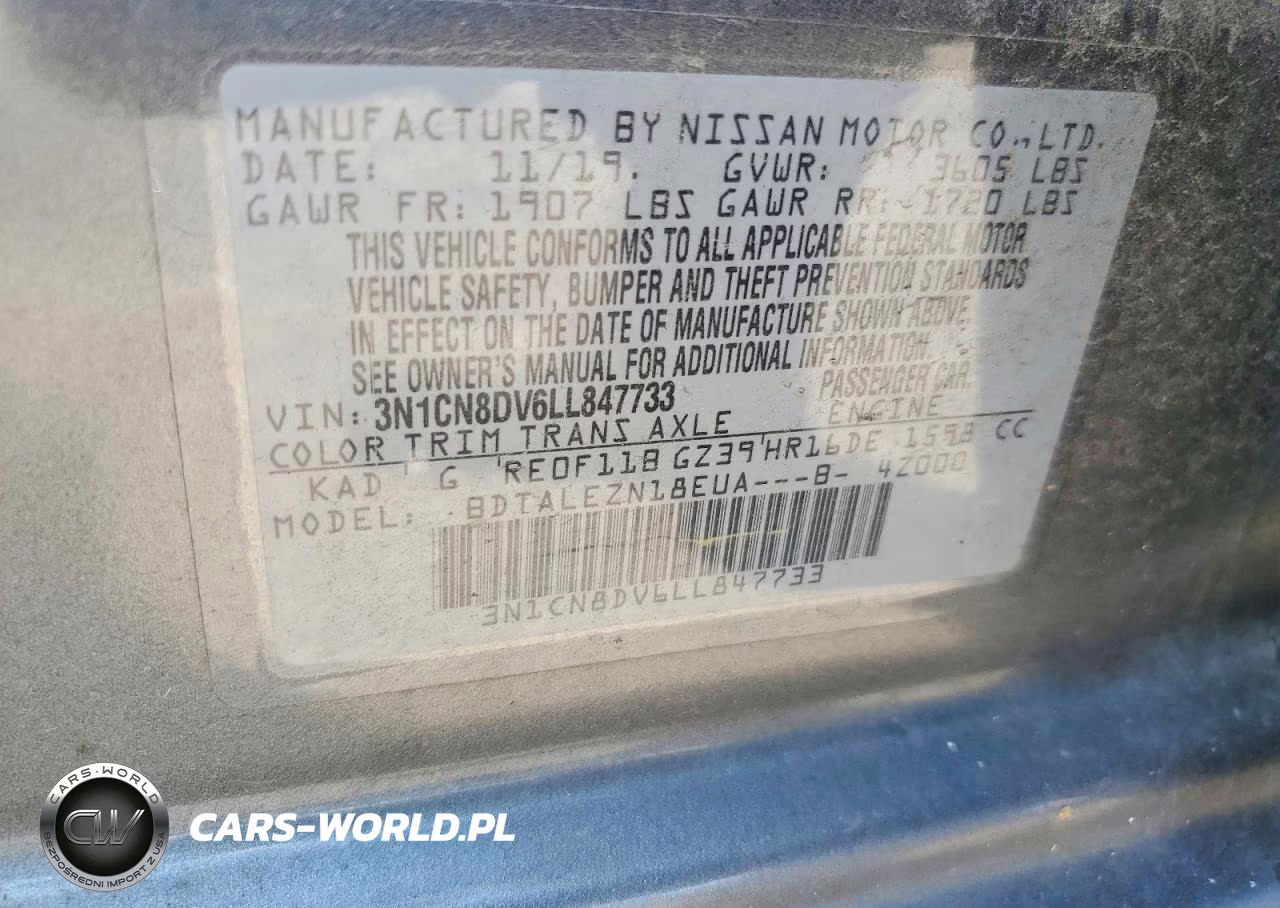 2020 Nissan Versa S VIN:3N1CN8DV6LL847733 - 12