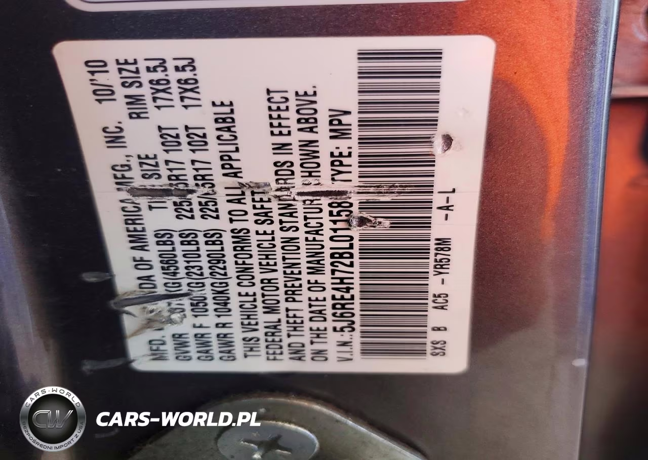 2011 Honda Cr-V Exl VIN:5J6RE4H72BL011580 - 12