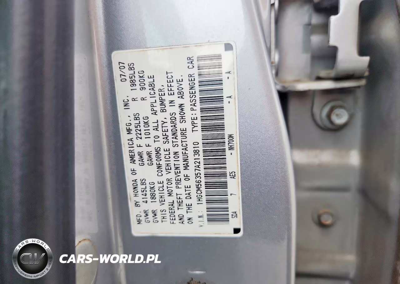 2007 Honda Accord Se VIN:1HGCM56357A213810 - 12