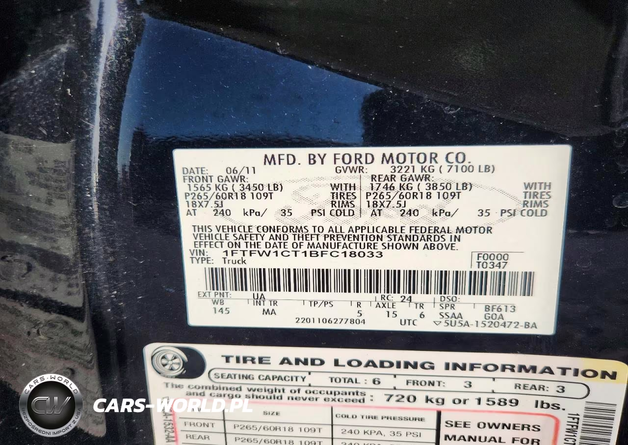 2011 Ford F150 Supercrew VIN:1FTFW1CT1BFC18033 - 12