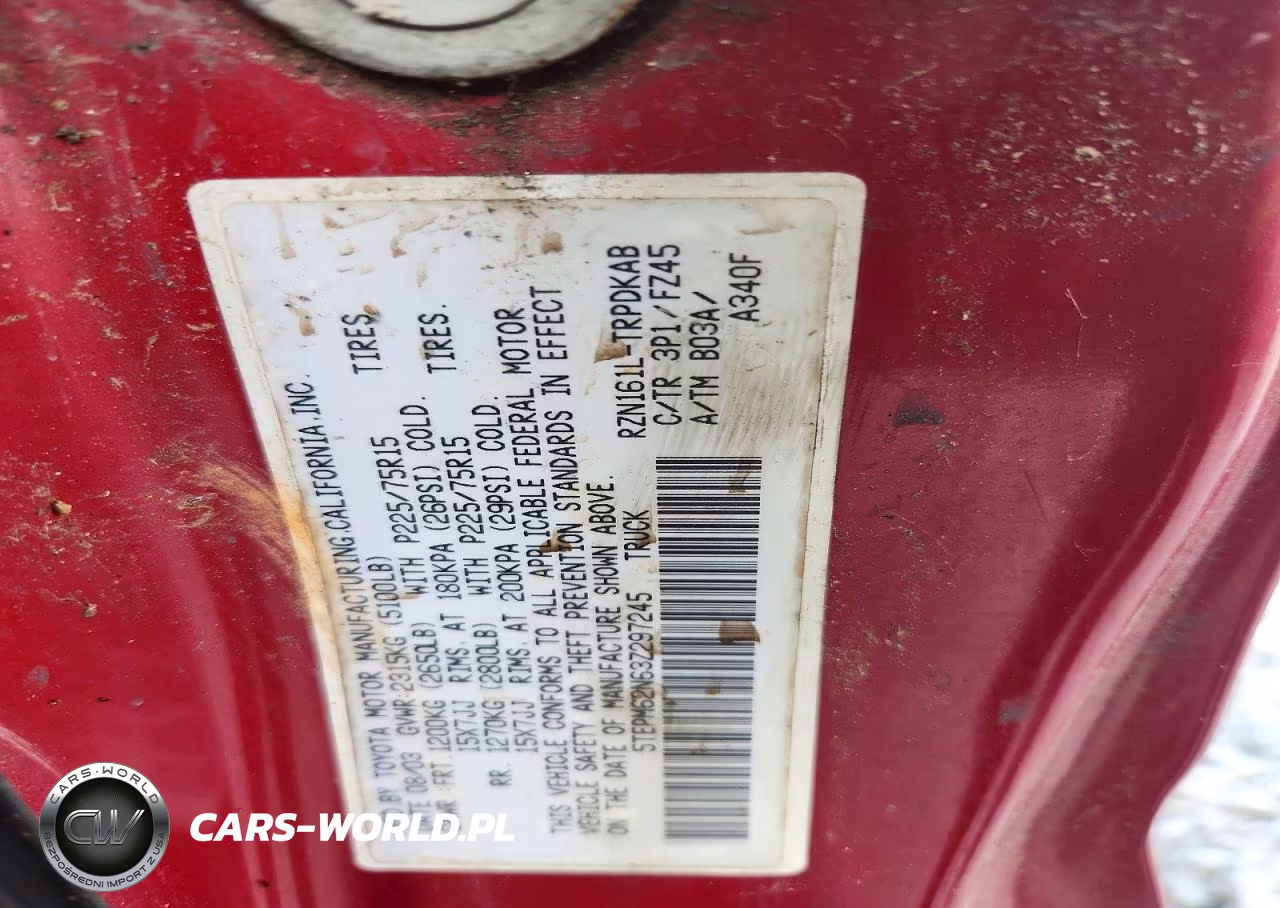 2003 Toyota Tacoma Base VIN:5TEPM62N63Z297245 - 12
