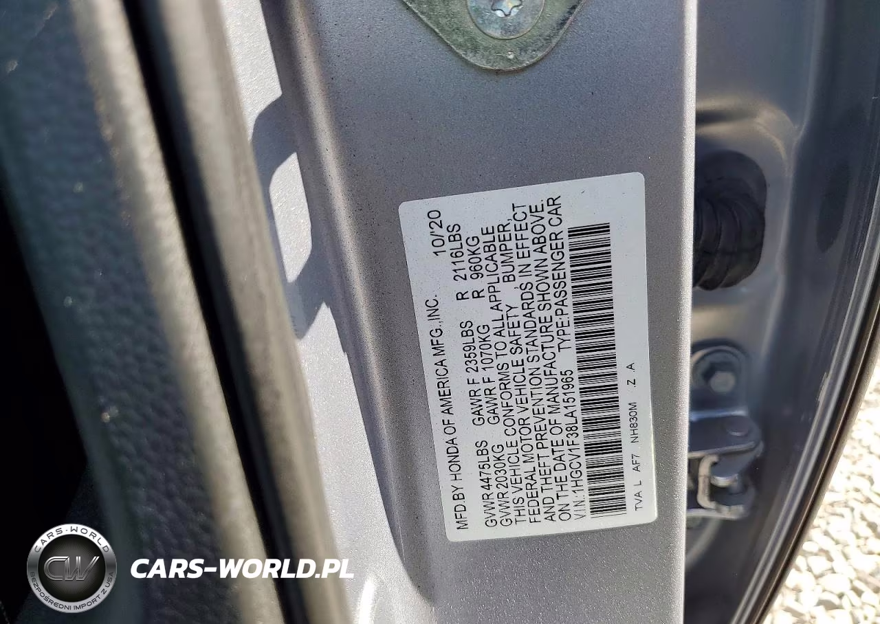 2020 Honda Accord Sport VIN:1HGCV1F38LA151965 - 12