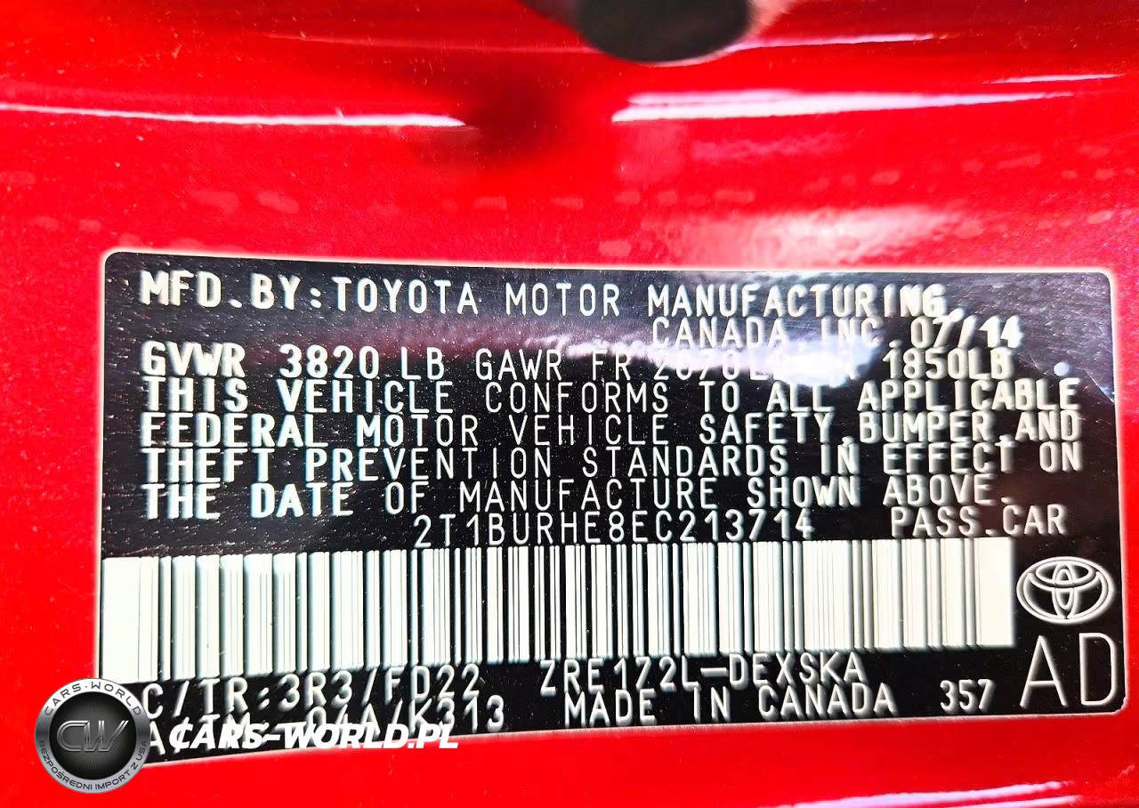 2014 Toyota Corolla S Plus VIN:2T1BURHE8EC213714 - 13