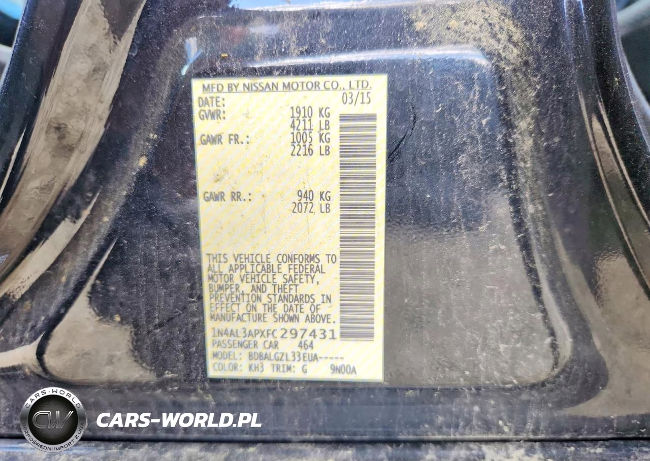 2015 Nissan Altima 2.5 S VIN:1N4AL3APXFC297431 - 12