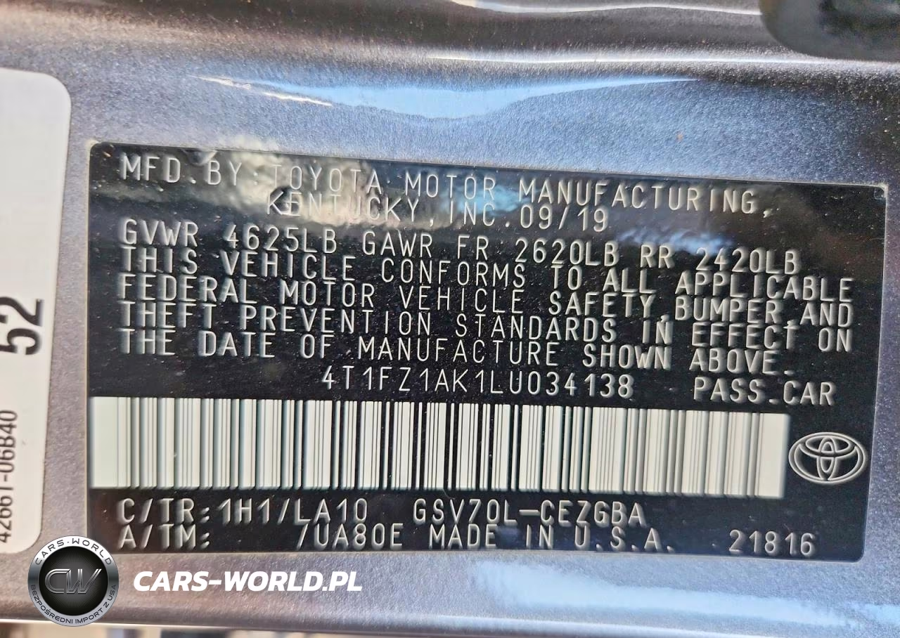 2020 Toyota Camry Xle VIN:4T1FZ1AK1LU034138 - 13