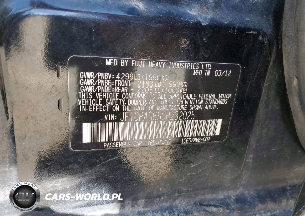 2012 Subaru Impreza Sport Limited VIN:JF1GPAS65CH232025 - 12