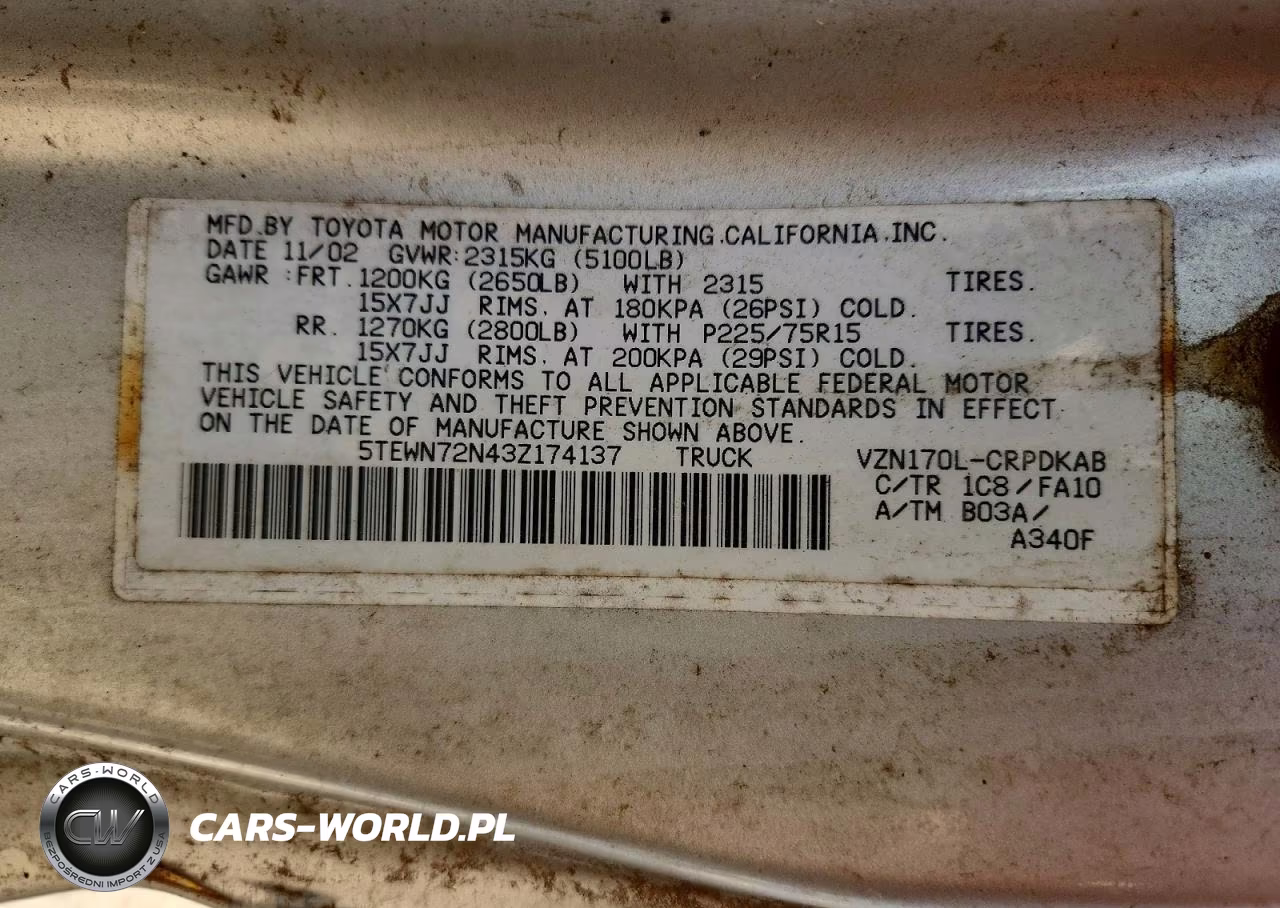 2003 Toyota Tacoma V6 VIN:5TEWN72N43Z174137 - 12