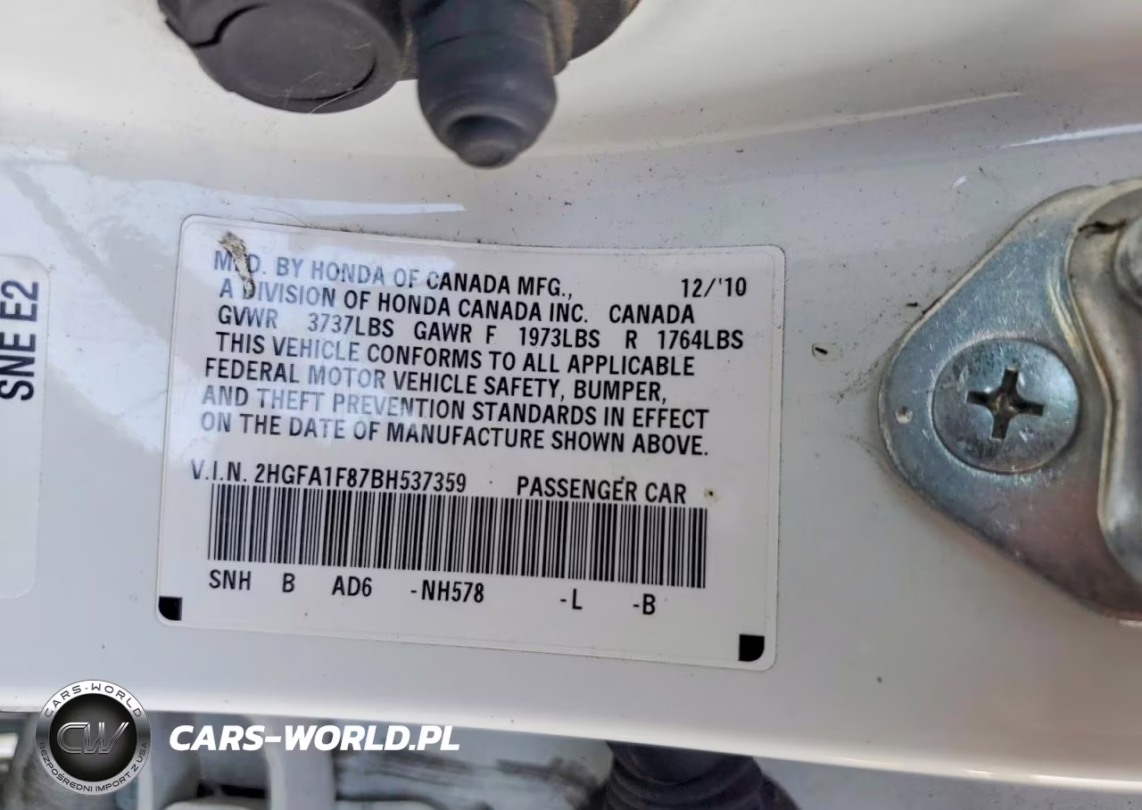 2011 Honda Civic Ex VIN:2HGFA1F87BH537359 - 12