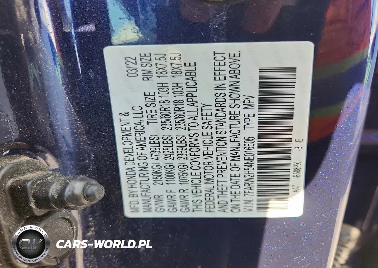 2022 Honda Cr-V Ex VIN:7FARW2H54NE016605 - 13