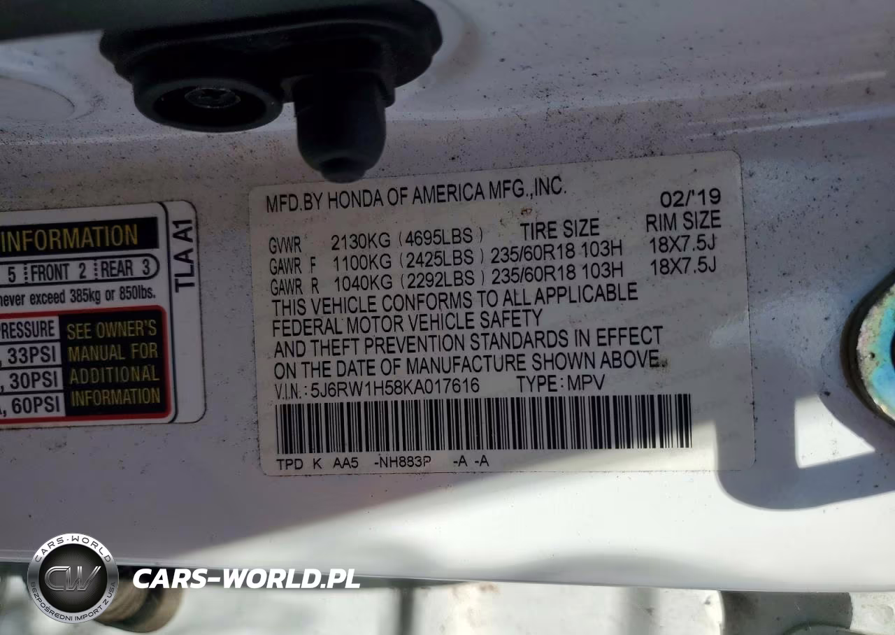 2019 Honda Cr-V Ex VIN:5J6RW1H58KA017616 - 13