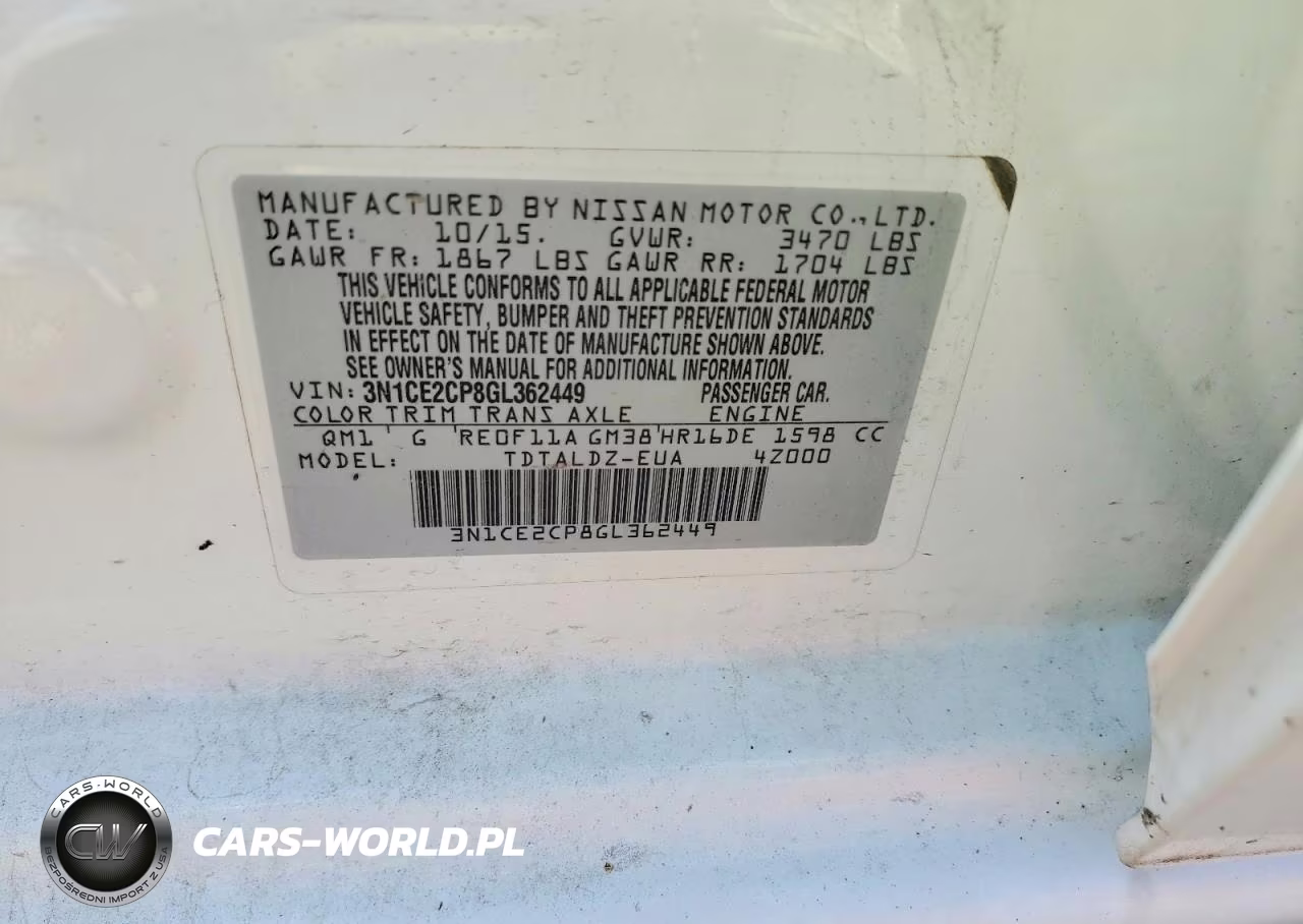 2016 Nissan Versa Note Sv VIN:3N1CE2CP8GL362449 - 12