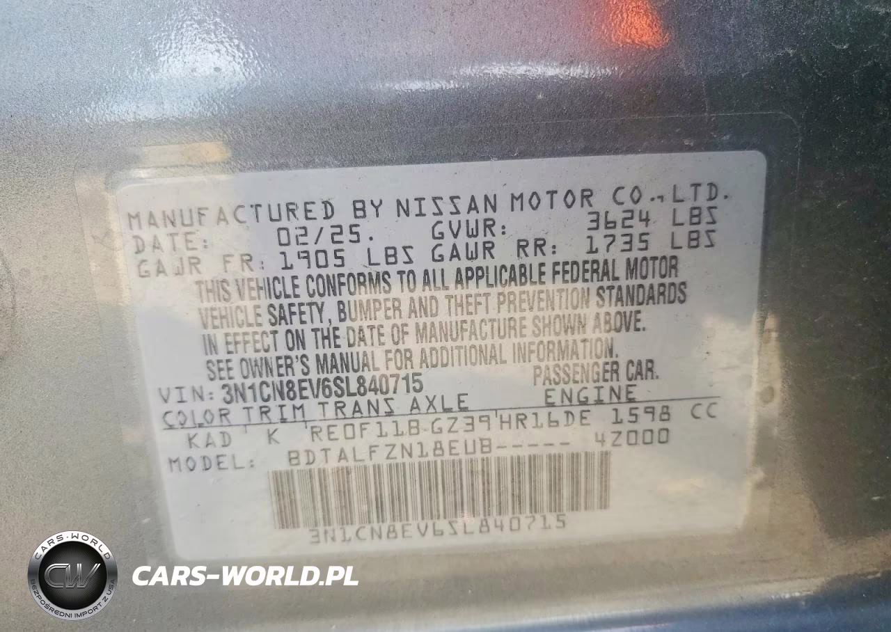 2025 Nissan Versa VIN:3N1CN8EV6SL840715 - 12