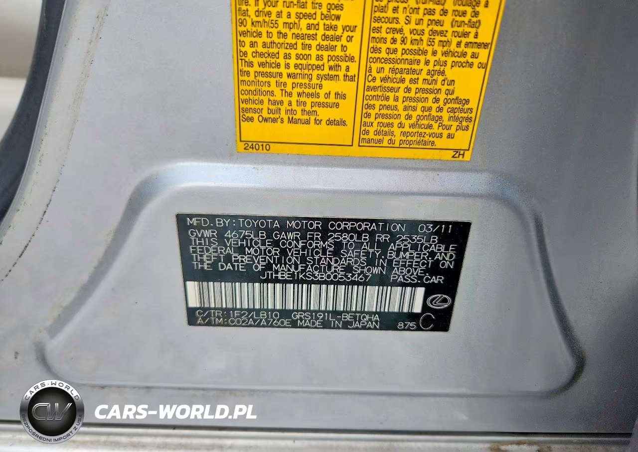 2011 Lexus Gs 350 VIN:JTHBE1KS3B0053467 - 12