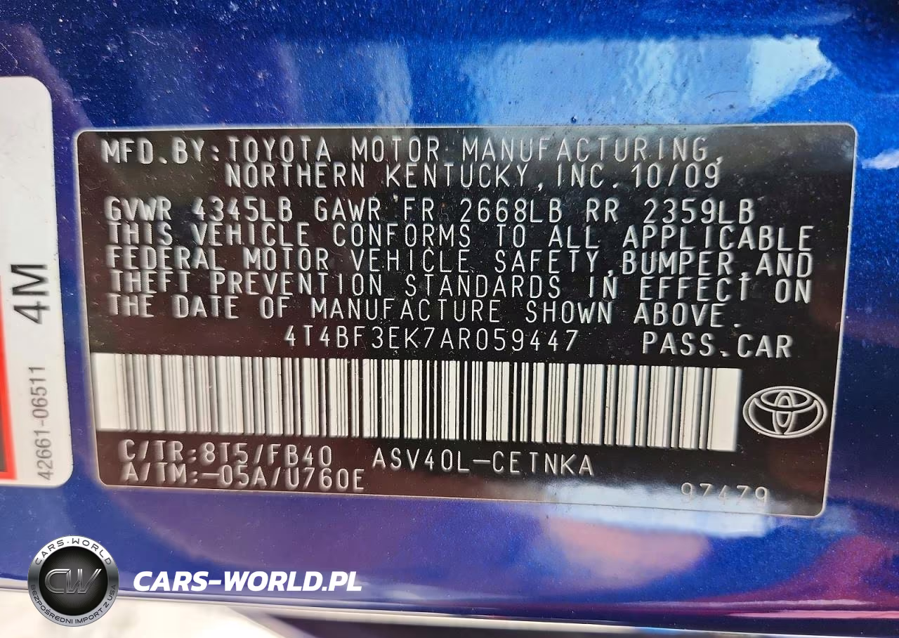 2010 Toyota Camry Le VIN:4T4BF3EK7AR059447 - 12