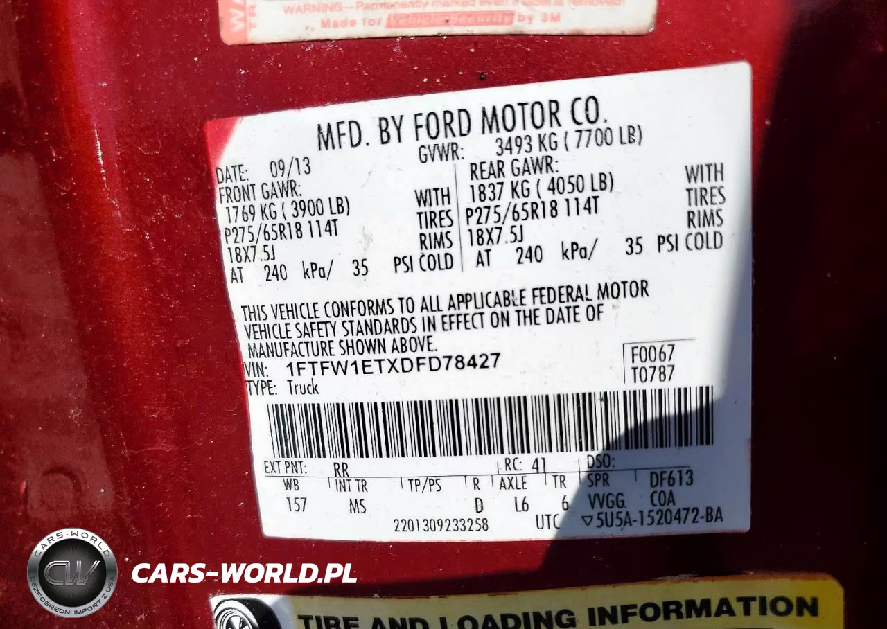2013 Ford F150 Supercrew VIN:1FTFW1ETXDFD78427 - 12